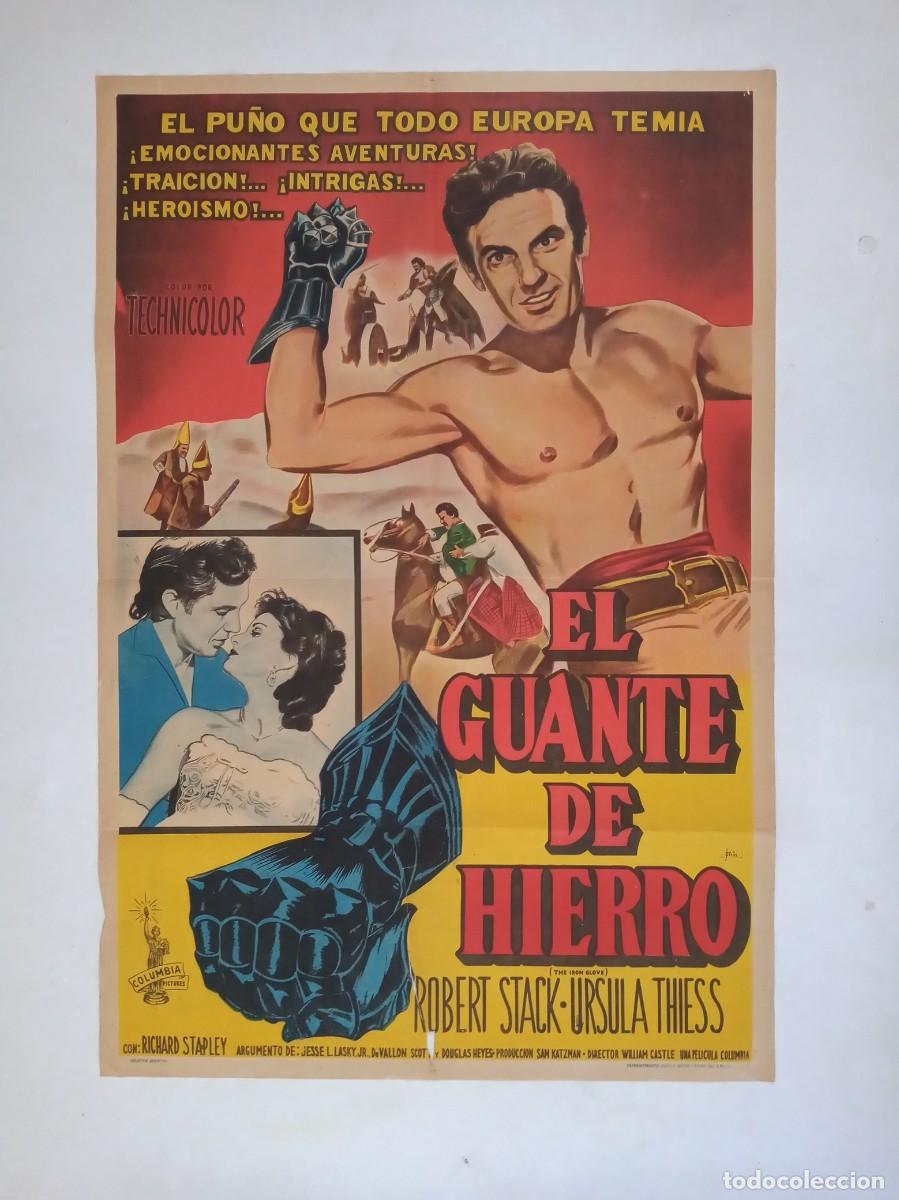 Cine: GUANTE DE ACERO cartel argentino 110 x 75 cms Robert Stack IRON GLOVE 1954