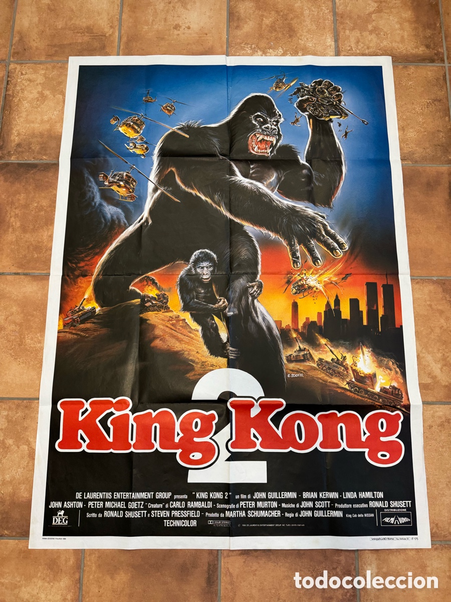 Cine: KING KONG 2 POSTER ORIGINAL ITALIANO CARTEL 1986 100 X 140 JOHN GUILLERMIN