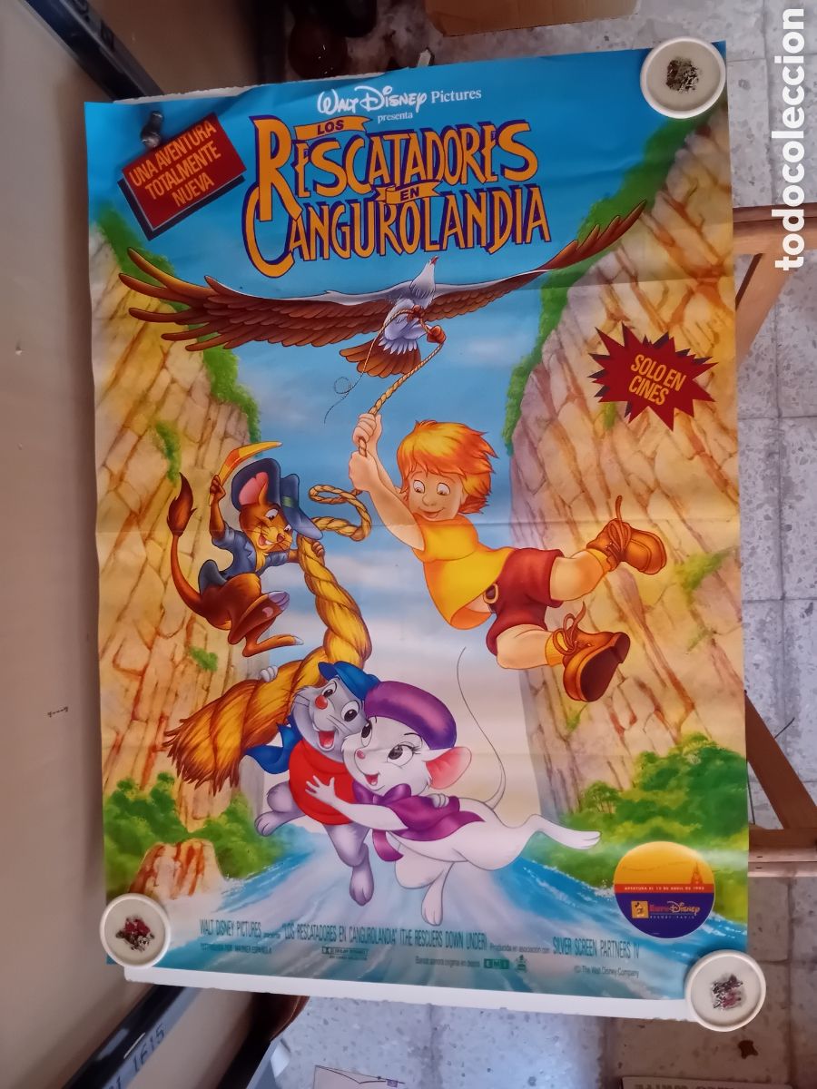 Cine: ANTIGUO CARTEL LOS RESCATADORES EN CANGUROLANDIA WALT DISNEY