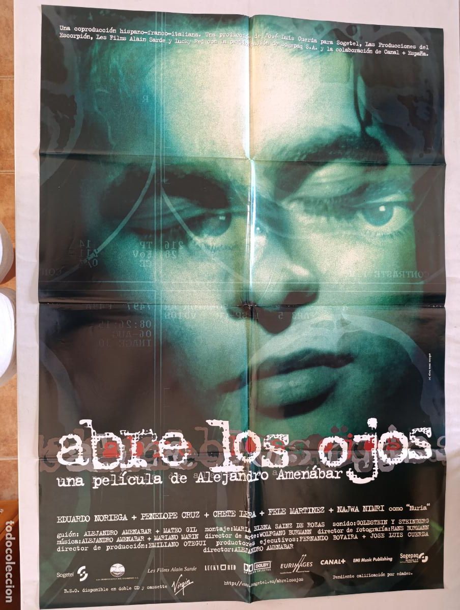 Cine: POSTER ORIGINAL ABRE LOS OJOS - 97 X 68 CM - ALEJANDRO AMENABAR (388)