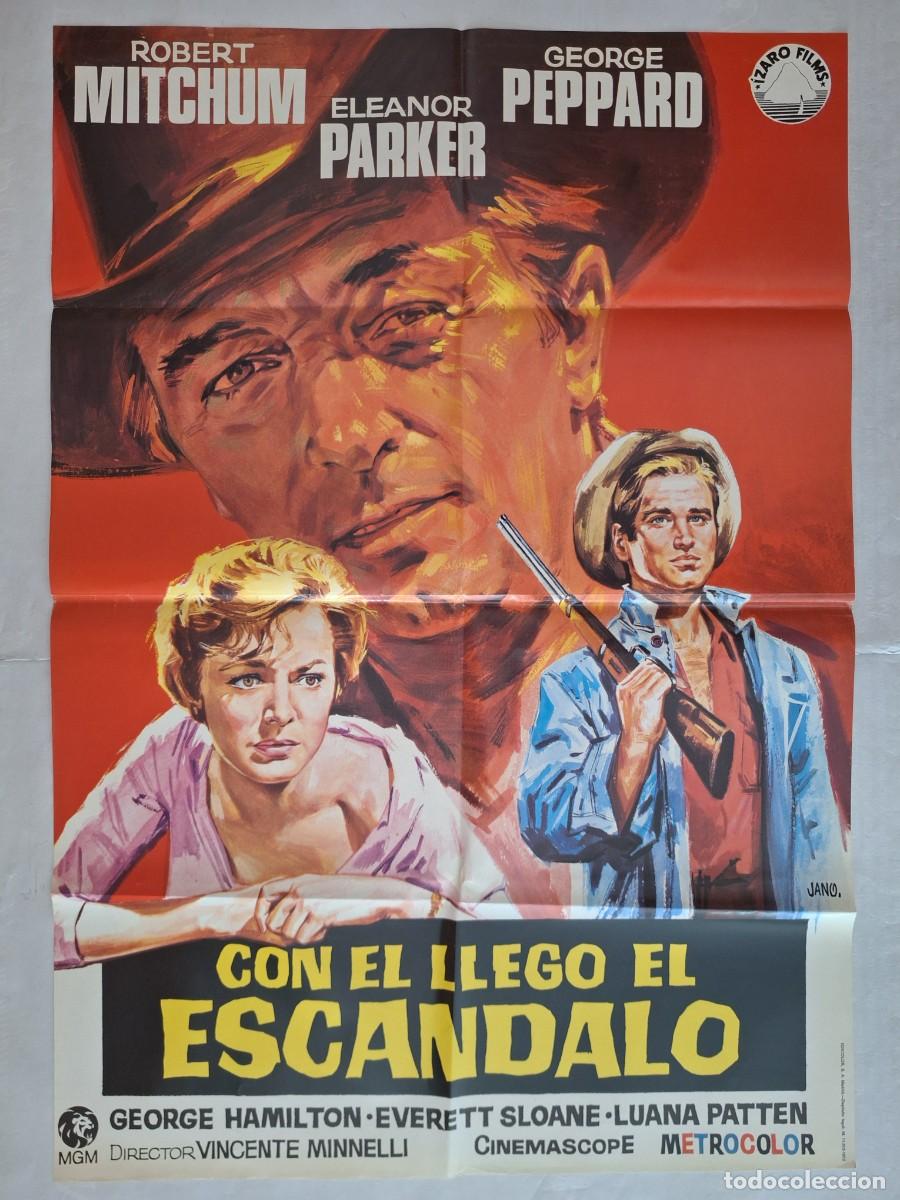 Cine: ANTIGUO CARTEL CINE CON EL LLEGO EL ESCANDALO MITCHUM ELEANOR PARKER PEPPARD JANO 1972 RV C-1570