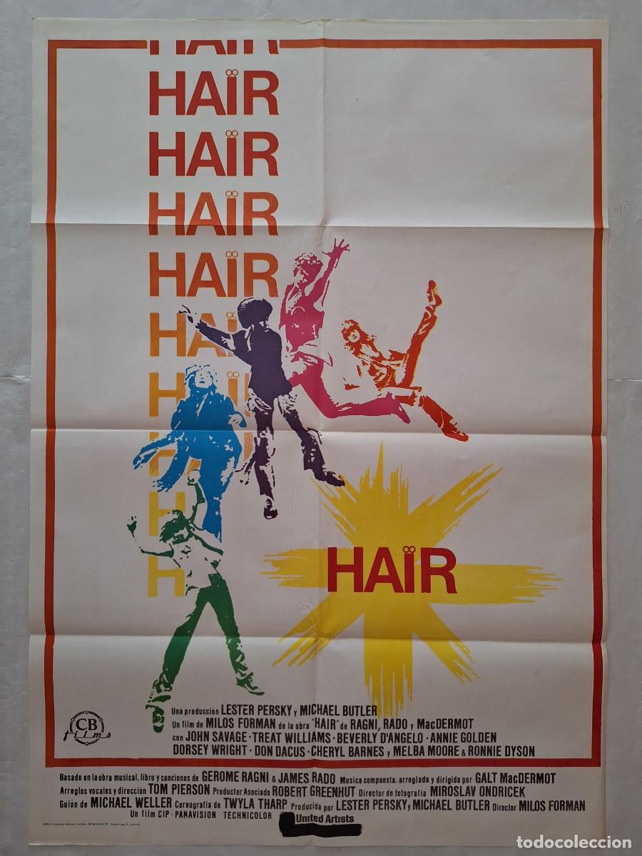 Cine: ANTIGUO CARTEL CINE HAIR LESTER PERSKY MICHAEL BUTLER A&Ntilde;O 1978 RV C-1575