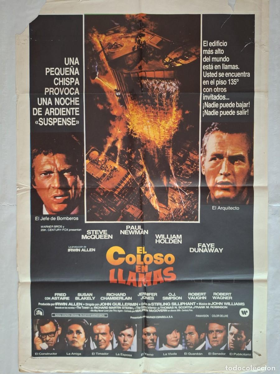 Cine: ANTIGUO CARTEL CINE EL COLOSO EN LLAMAS PAUL NEWMAN STEVE MCQUEEN OLIVIA HUSSEY A&Ntilde;O 1984 RV C-1537