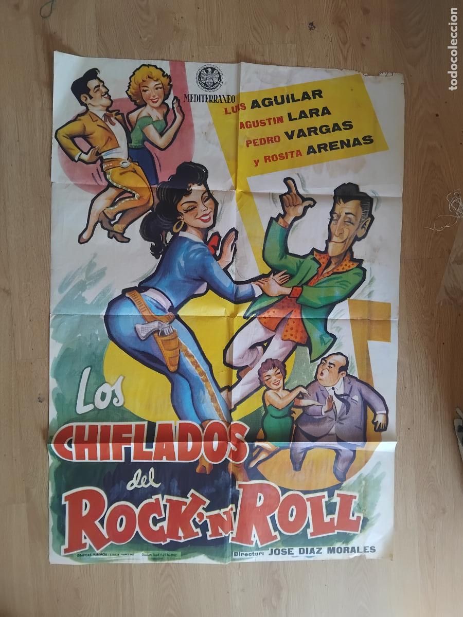 Cine: LOS CHIFLADOS DEL ROCK AND ROLL LUIS AGUILAR PEDRO VARGAS CARTEL DE CINE POSTER ORIGINAL 70X100