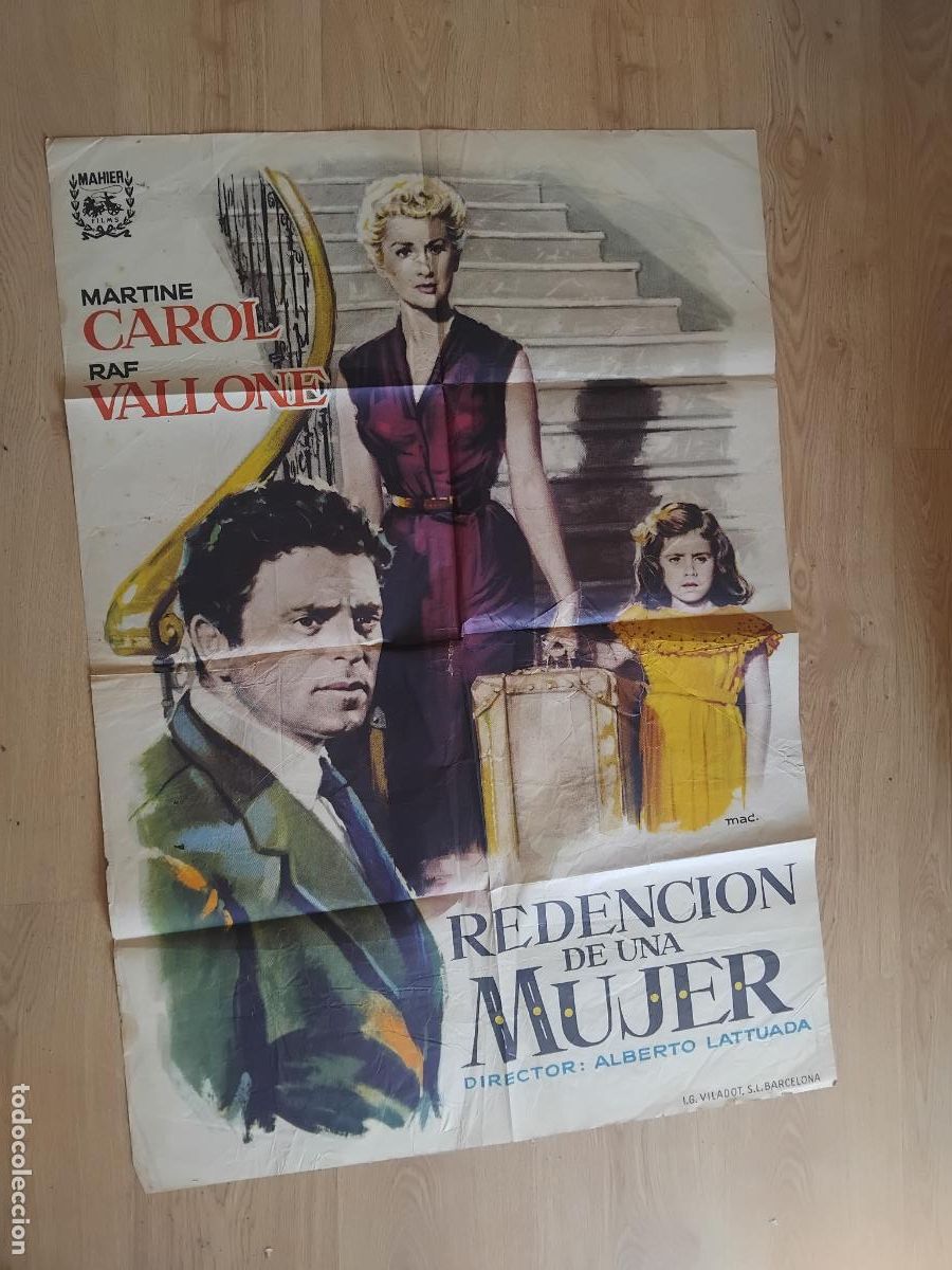 Cine: REDENCION DE UNA MUJER MARTINE CAROL RAF VALLONE CARTEL DE CINE POSTER ORIGINAL 70X100
