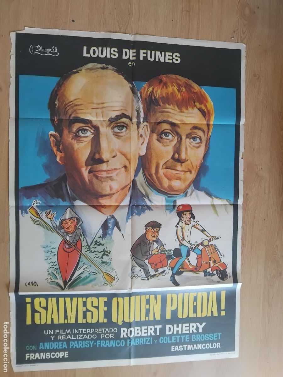 Cine: SALVESE QUIEN PUEDA LOUIS DE FUNES VESPA JANO CARTEL DE CINE POSTER ORIGINAL 70X100