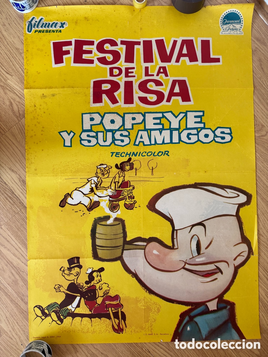 Cine: POPEYE Y SUS AMIGOS FESTIVAL DE LA RISA 1964 CARTEL CINE ORIGINAL ESTRENO DIBUJOS ANIMADOS