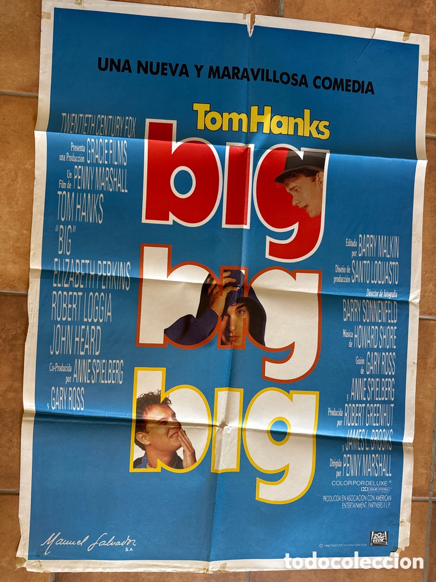 Kino: BIG 1988 CARTEL POSTER CINE TOM HANKS PENNY MARSHALL COMEDIA FANTASIA