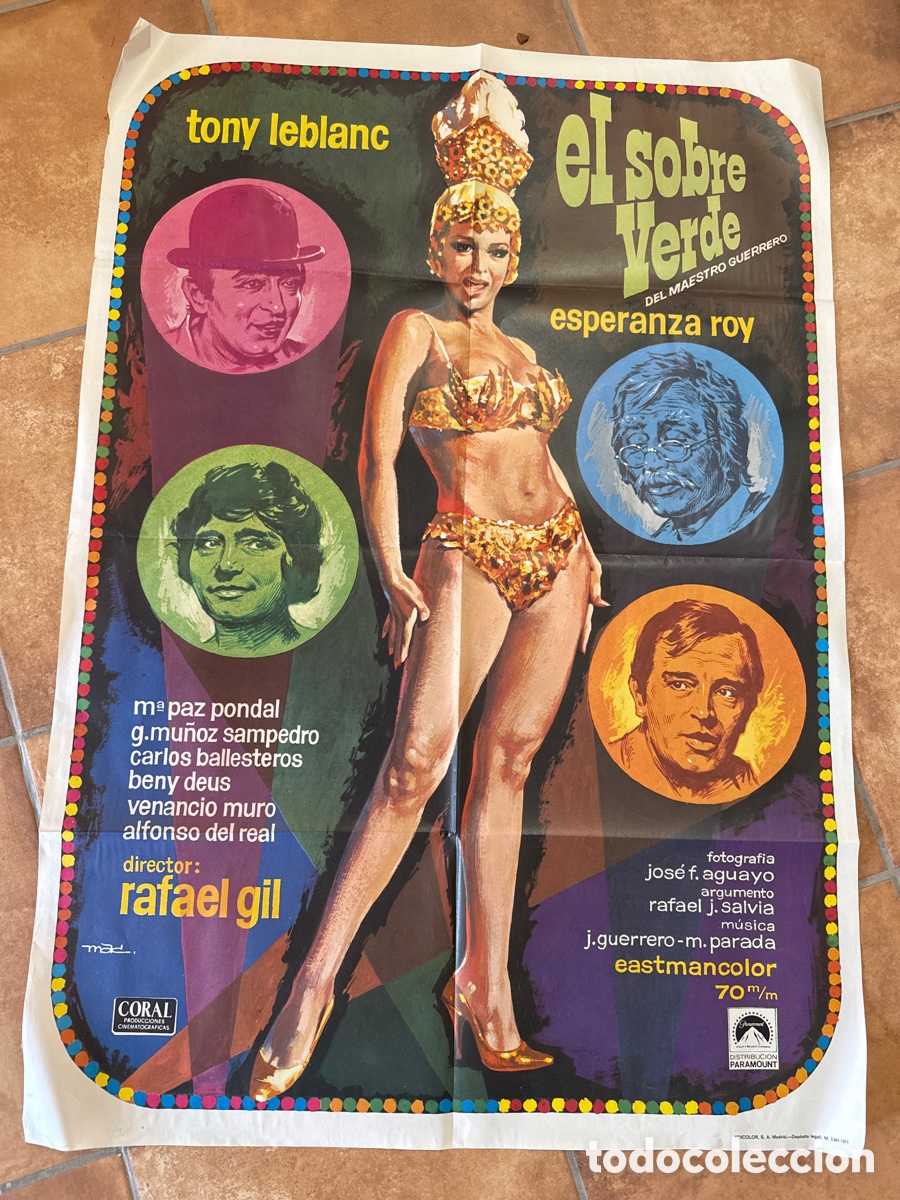Cine: EL SOBRE VERDE 1971 CARTEL POSTER CINE TONY LEBLANC ESPERANZA ROY RAFAEL GIL