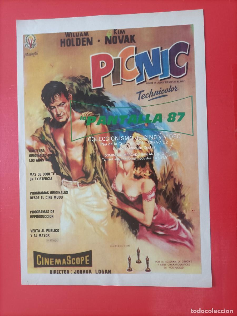Cine: CARTEL DE LA PEL&Iacute;CULA PICNIC. WILLIAM HOLDEN, KIM NOVAK. 30X21 CM.