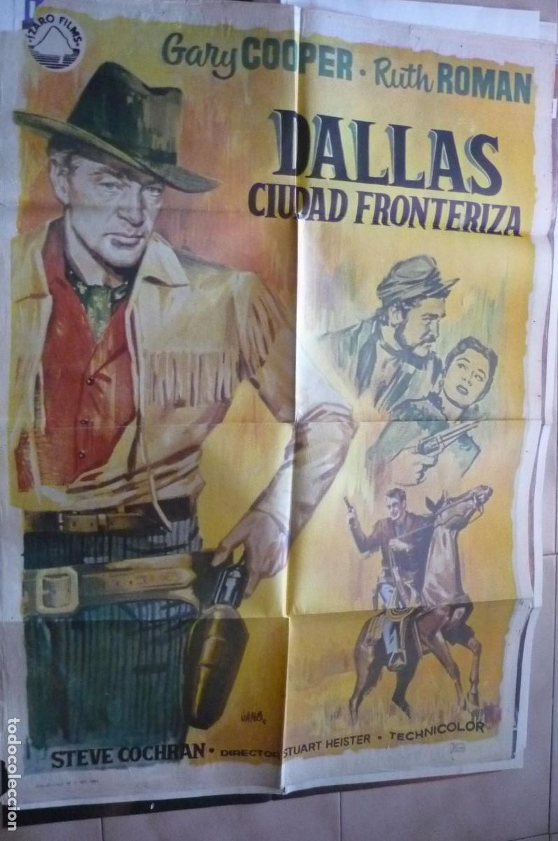 Cine: cartel cine 1 x 7o dallas ciudad fronteriza gary cooper