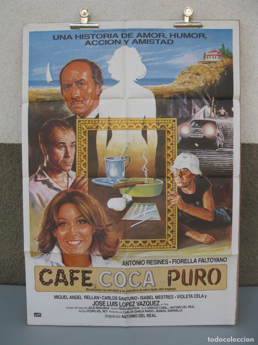 Cine: CAF&Eacute;, COCA Y PURO - P&Oacute;STER - CARTEL DE LA PEL&Iacute;CULA - ANTONIO RESINES - FIORELLA FALTOYANO.