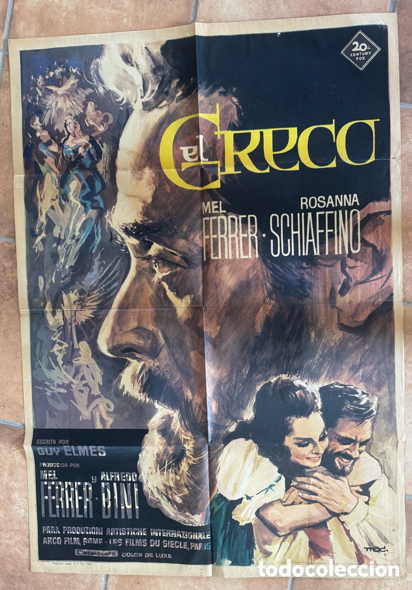 Cine: EL GRECO CARTEL CINE 1966 MEL FERRER POSTER ORIGINAL