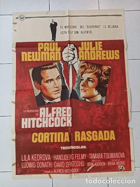 Cine: VKD 2401 CORTINA RASGADA ALFRED HITCHCOCK PAUL NEWMAN JULIE ANDREWS LLOAN POSTER ORIG 70X100 ESTRENO
