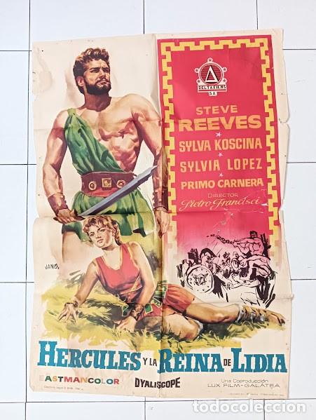 Cine: VKD 2404 HERCULES Y LA REINA DE LIDIA STEVE REEVES PEPLUM POSTER ORIGINAL 70X100 ESTRENO
