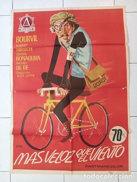Cine: VKD 2406 MAS VELOZ QUE EL VIENTO BOURVIL BICICLETA 70 M/M JANO POSTER ORIGINAL 70X100 ESTRENO