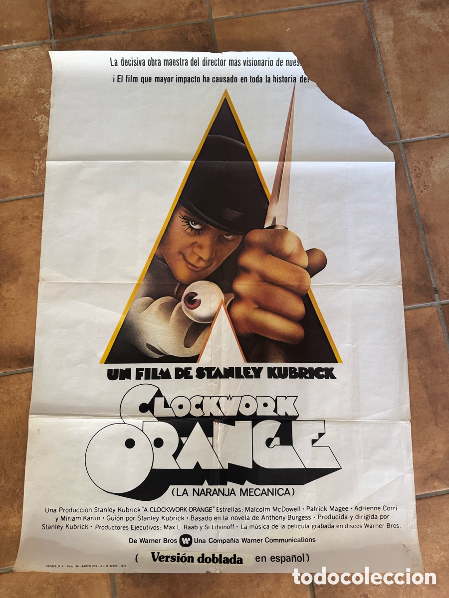 Kino: LA NARANJA MECANICA CARTEL ORIGINAL 1975 CLOCKWORK ORANGE POSTER STANLEY KUBRICK
