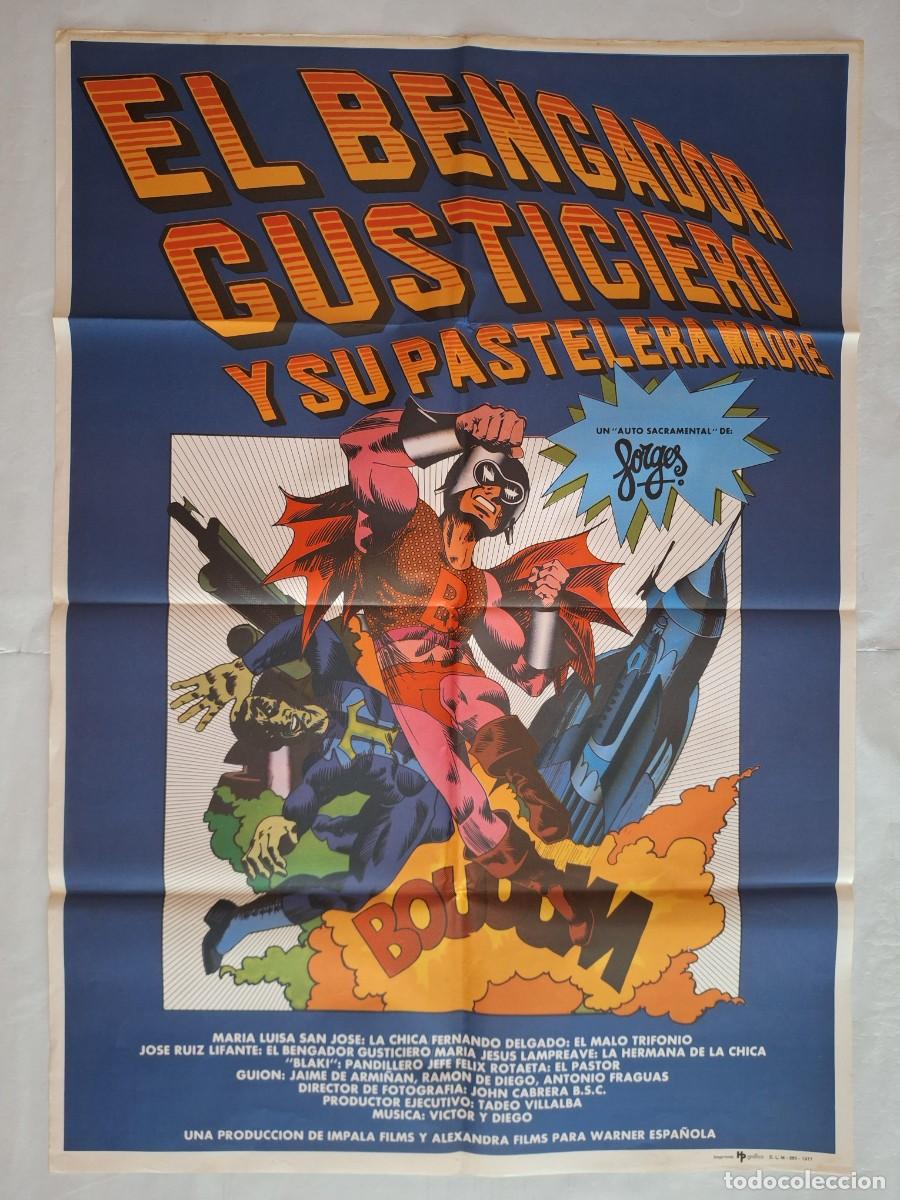 Cine: ANTIGUO CARTEL CINE EL BENGADOR GUSTICIERO Y SU PASTELERA MADRE A&Ntilde;O 1977 FORGES RV CC-1242