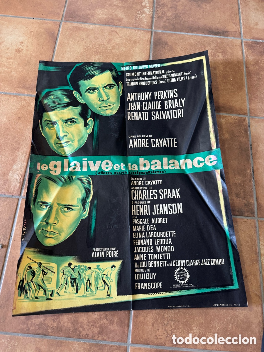 Cine: Le Glaive et la Balance (1963) Poster Cartel Original Cine Anthony Perkins, Jean-Claude Brialy