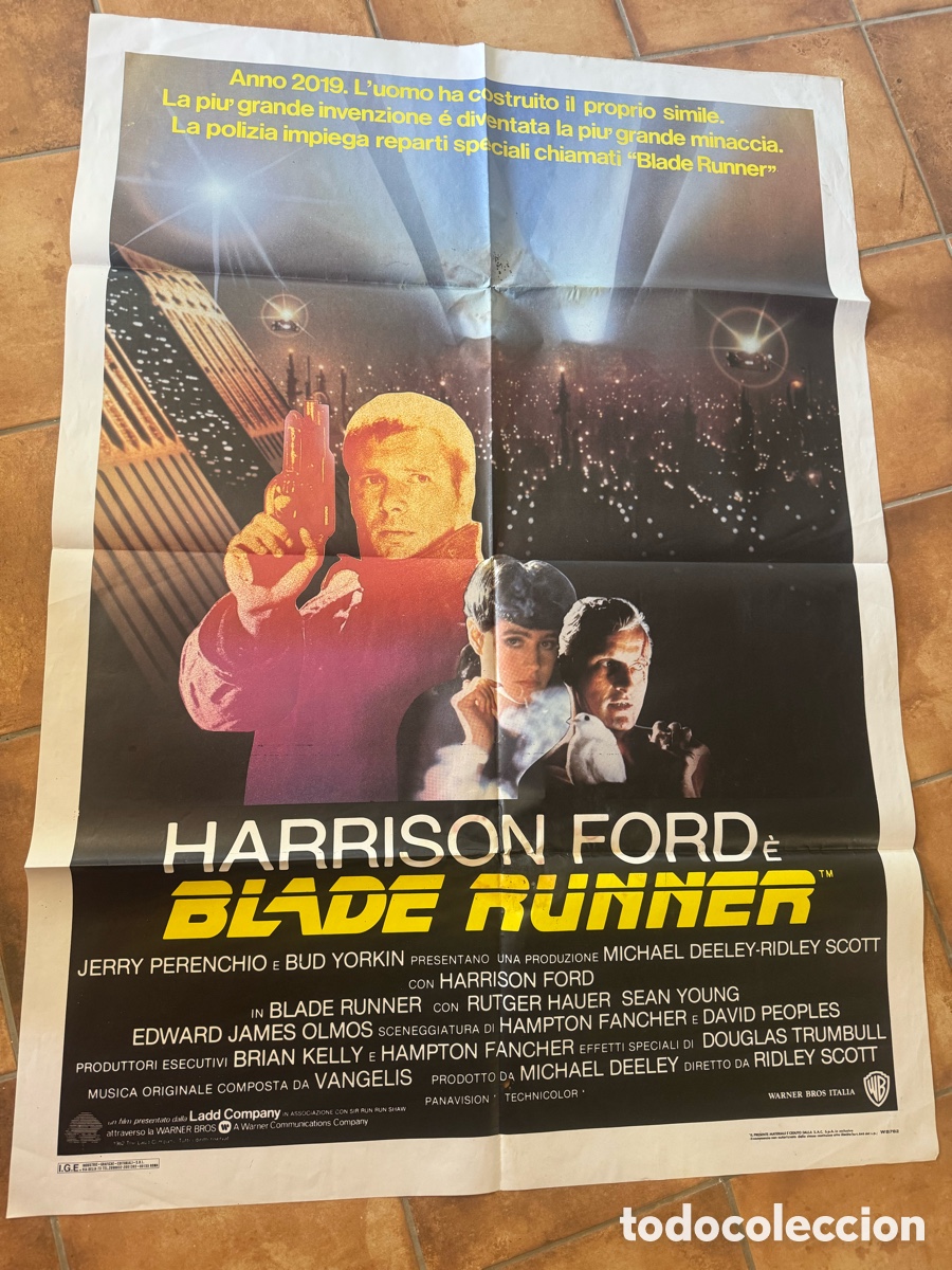 Cine: Blade Runner &ndash; Poster Cartel Original Italiano 100 x 140 cm &ndash; Ridley Scott &ndash; Harrison Ford &ndash; 1982