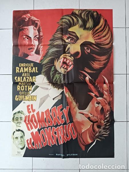 Cine: VKD 2423 EL HOMBRE Y EL MONSTRUO TERROR MEJICANO POSTER ORIGINAL 70X100 ESTRENO