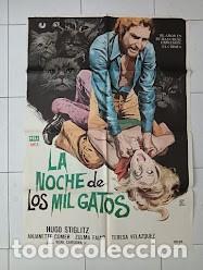 Cine: VKD 2440 LA NOCHE DE LOS MIL GATOS RENE CARDONA TERROR POSTER ORIGINAL 70X100 ESTRENO