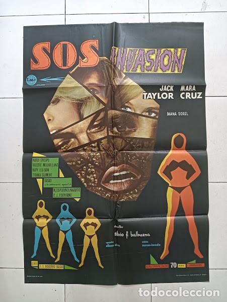 Cine: VKD 2443 S.O.S. INVASION JACK TAYLOR MARA CRUZ TERROR POSTER ORIGINAL ESTRENO 70X100