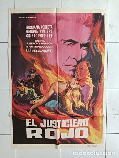 Cine: VKD 2444 EL JUSTICIERO ROJO CHRISTOPHER LEE ANTONIO MARGHERITI POSTER ORIGINAL ESTRENO 70X100