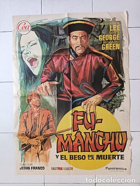 Cine: VKD 2448 FU MANCHU EL BESO DE LA MUERTE JESUS FRANCO CRISTOPHER LEE JANO POSTER ORIG 70X100 ESTRENO