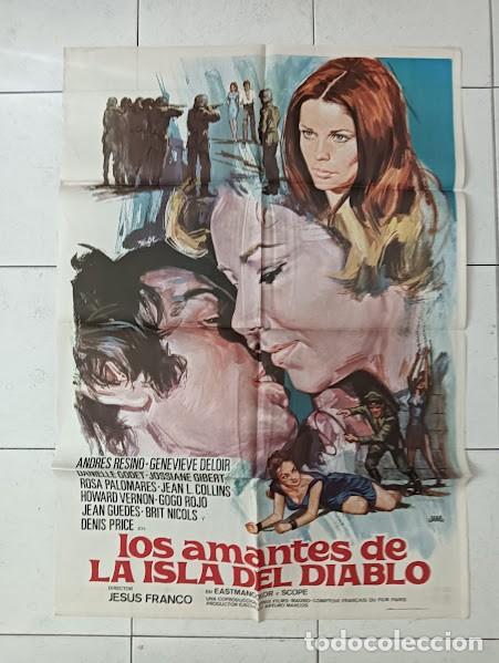 Cine: VKD 2456 LOS AMANTES DE LA ISLA DEL DIABLO JESUS FRANCO JANO POSTER ORIGINAL 70X100 ESTRENO
