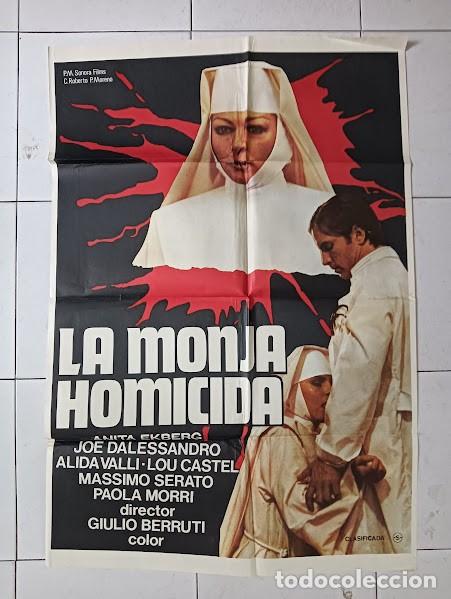 Cine: VKD 2460 LA MONJA HOMICIDA ANITA EKBERG JOE D'ALLESANDRO POSTER ORIGINAL 70X100 ESTRENO