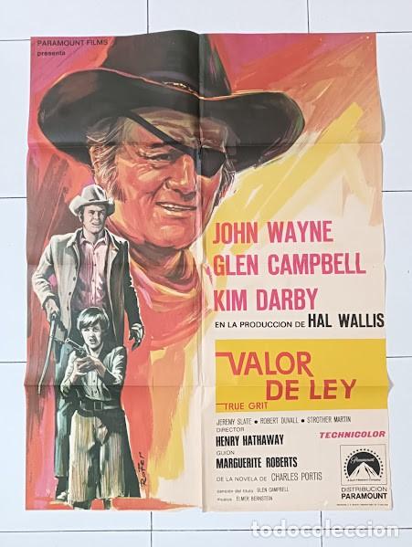 Cine: VKD 2472 VALOR DE LEY JOHN WAYNE POSTER ORIGINAL 70X100 ESTRENO