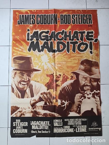 Cine: VKD 2473 AGACHATE MALDITO SERGIO LEONE JAMES COBURN POSTER ORIGINAL 70X100 ESTRENO