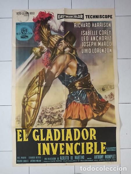 Cine: EPX 0505 EL GLADIADOR INVENCIBLE RICHARD HARRISON PEPLUM POSTER ORIGINAL ARGENTINO 75X110