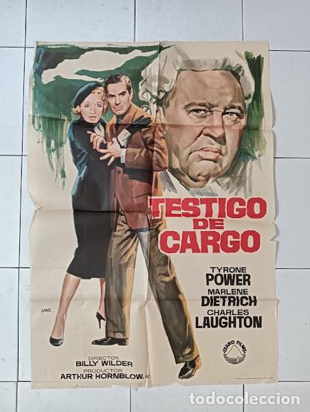 Cine: VKD 2484 TESTIGO DE CARGO TYRONE POWER MARLENE DIETRICH AGATHA CHRISTIE POSTER ORIGINAL 70X100 ESP