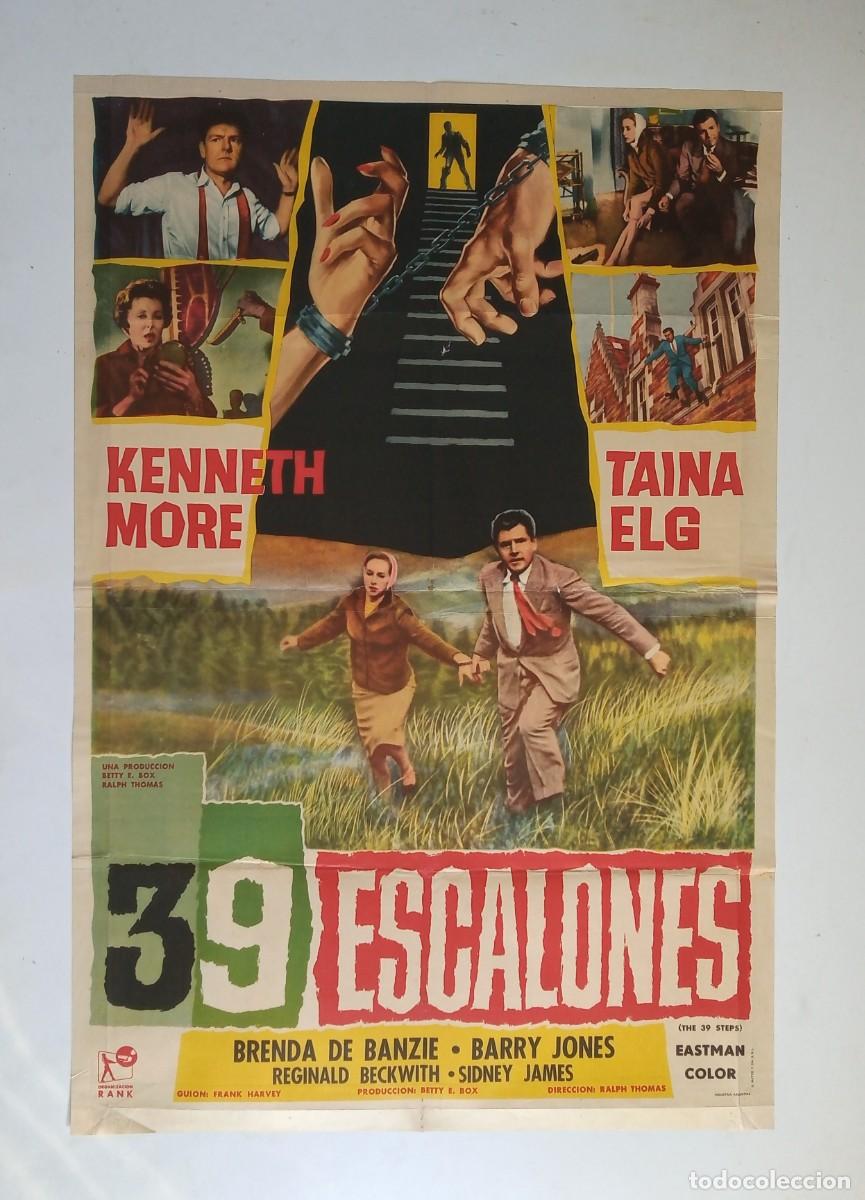 Cine: 39 ESCALONES (1959) cartel argentino 75 x 110 litografico KENNETH MOORE TAINA ELG cine britanico