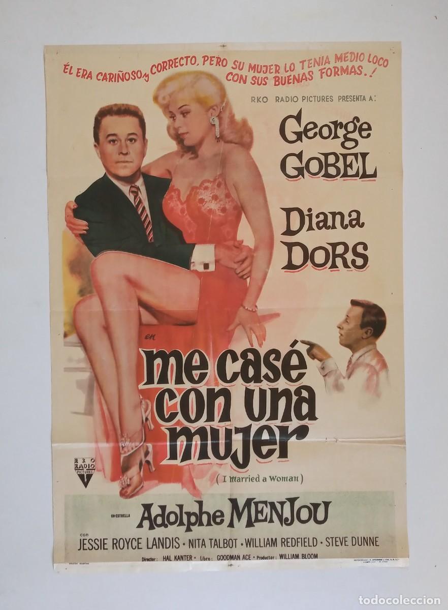 Cine: ME CASE CON UNA MUJER (1958) cartel argentino 75 x 110 litografico DIANA DORS I MARRIED A WOMAN