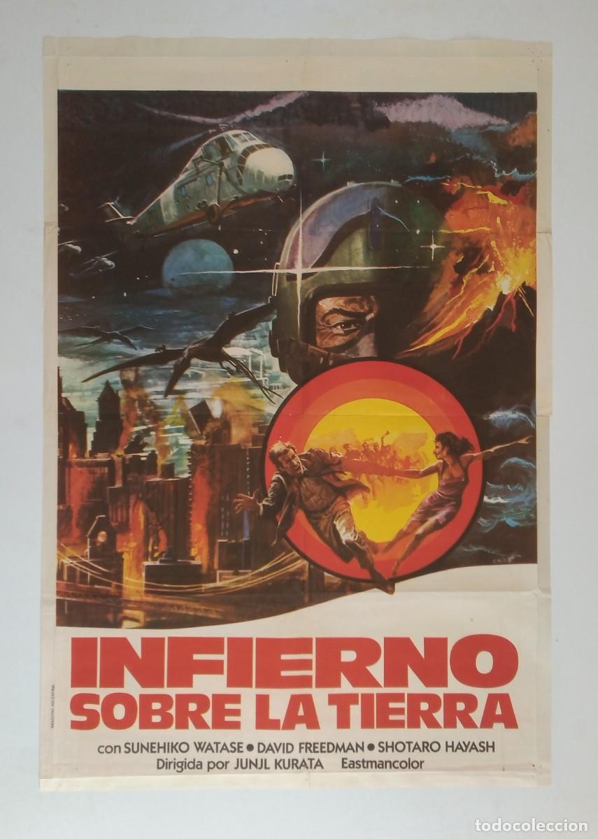 Cine: Los p&aacute;jaros monstruos contra los dinosaurios (1977) cartel argentino 75 x 110 litografico KAIJU