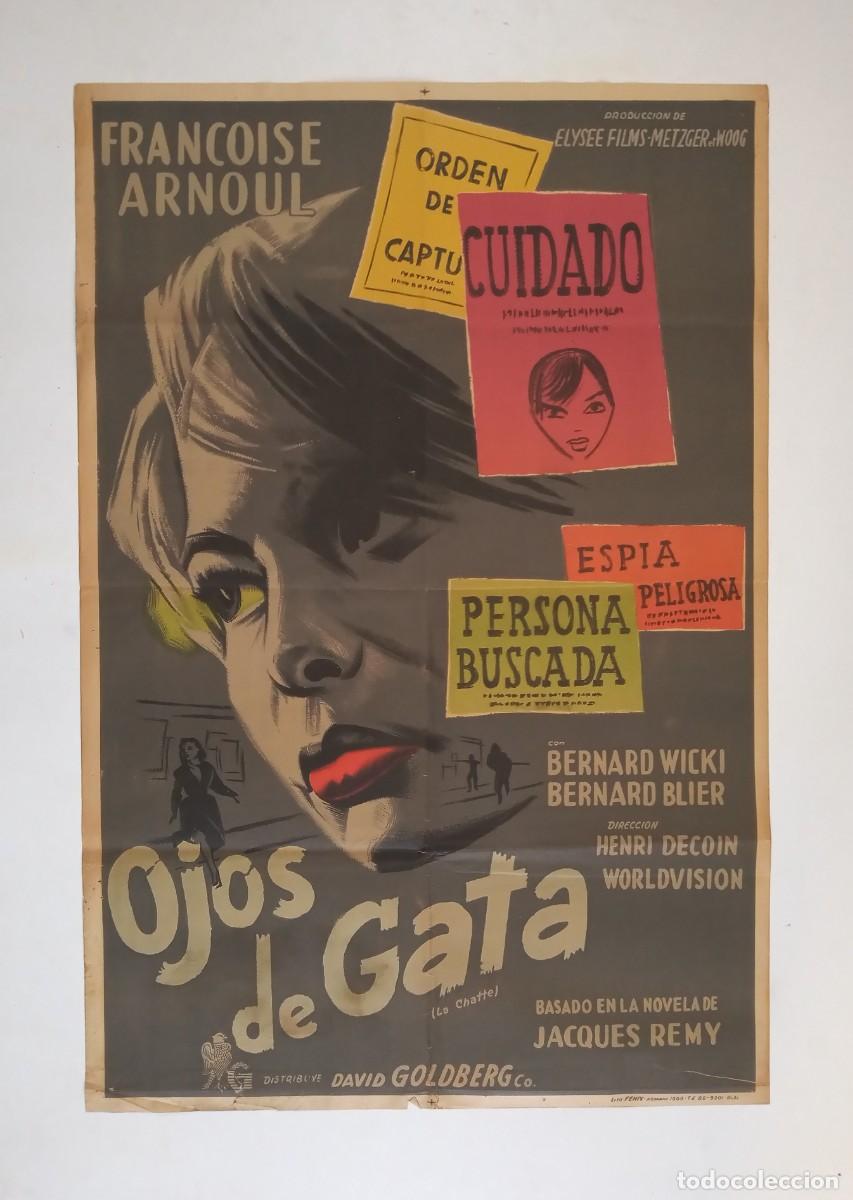 Cine: OJOS DE GATA (1958) cartel argentino 75 x 110 litografico HENRI DECOIN FRANCOISE ARNOUL