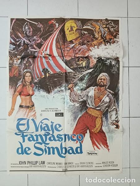 Cine: VKD 2489 EL VIAJE FANTASTICO DE SIMBAD RAY HARRYHAUSEN CAROLINE MUNRO POSTER ORIGINAL ESTRENO 70X100