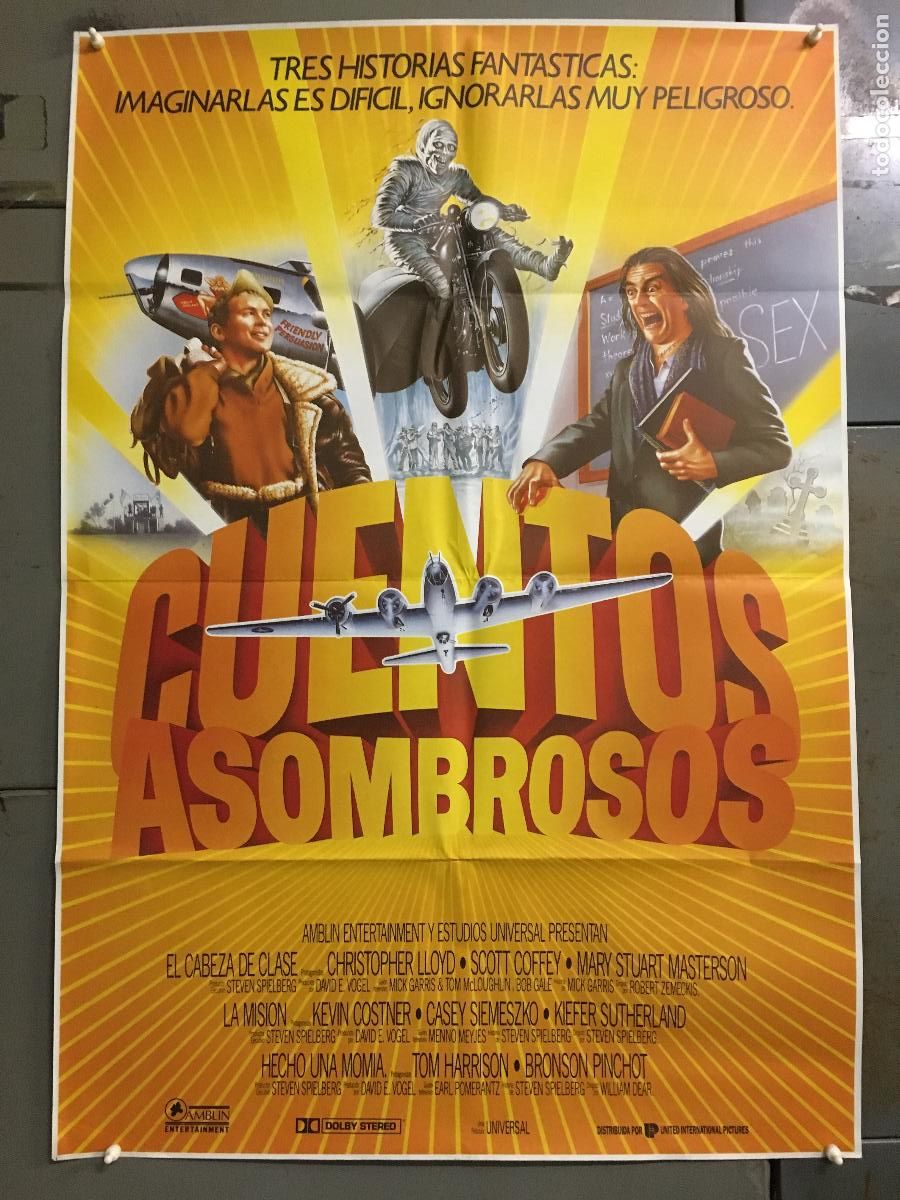 Cine: AFN83 CUENTOS ASOMBROSOS SPIELBERG ZEMECKIS COSTNER POSTER ORIGINAL 70X100 ESTRENO h6