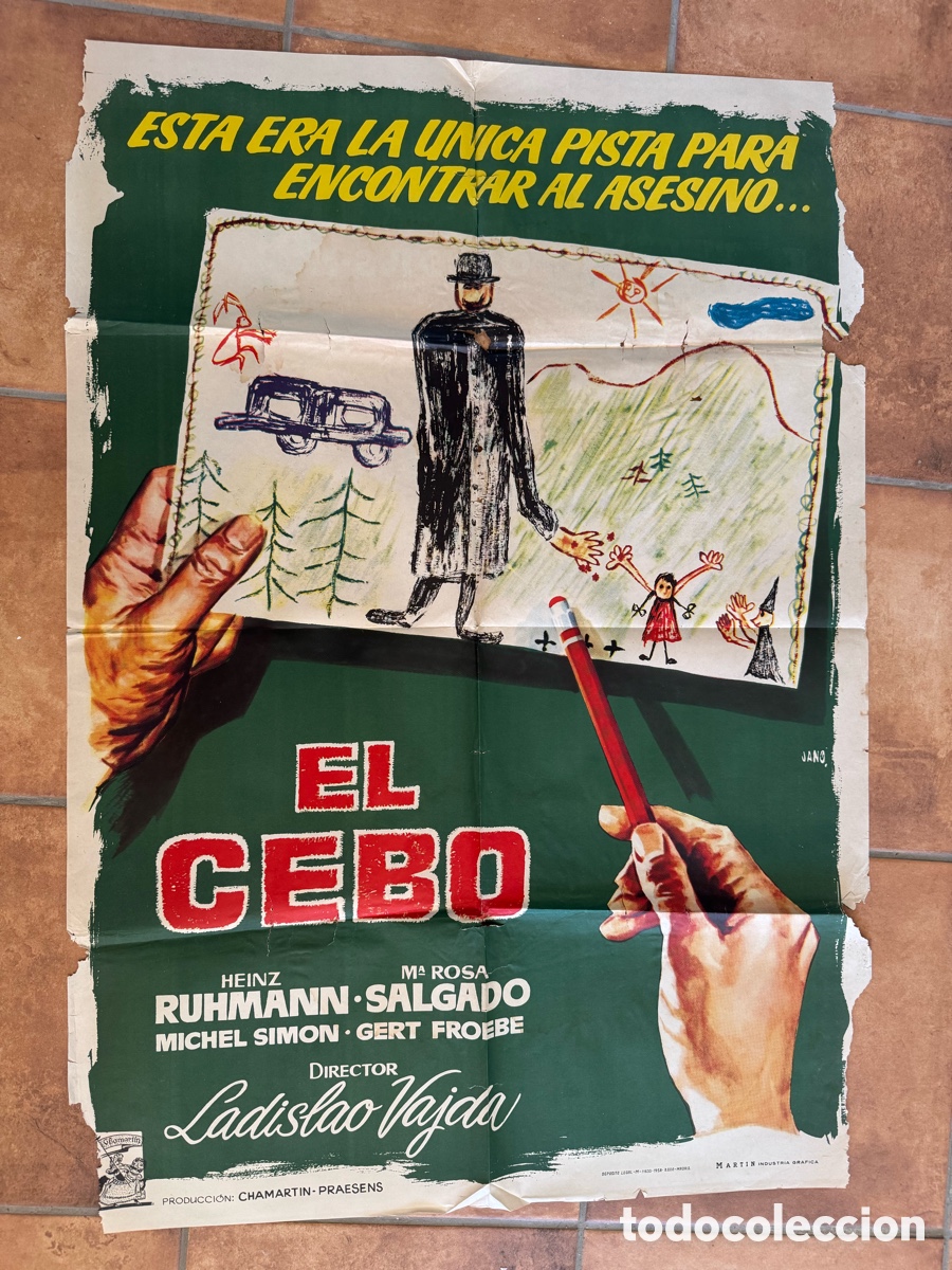 Cin&eacute;ma: EL CEBO LADISLAO VAJDA MICHEL SIMON POSTER ORIGINAL ESTRENO 1958