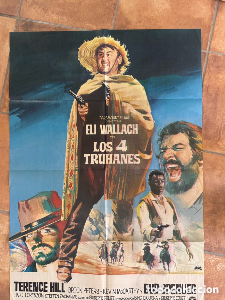 Cine: LOS 4 TRUHANES TERENCE HILL BUD SPENCER ELI WALLACH POSTER ORIGINAL 70X100 ESTRENO