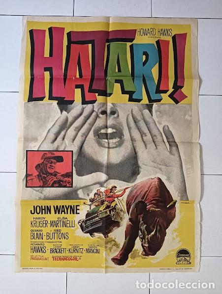 Cine: VKD 2502 HATARI JOHN WAYNE HOWARD HAWKS POSTER de MAC ORIGINAL 70X100 ESTRENO