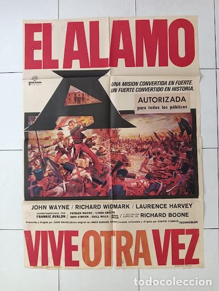 Cine: VKD 2503 EL ALAMO JOHN WAYNE RICHARD WIDMARK POSTER ORIGINAL 70X100 ESPA&Ntilde;OL R-71