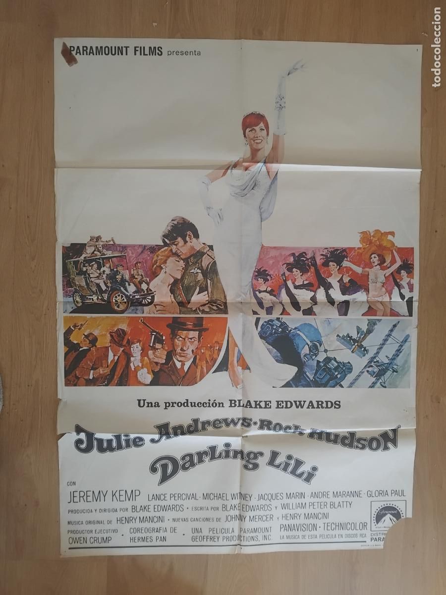 Cine: CARTEL DE CINE POSTER ORIGINAL DARLING LILI. JULIE ANDREWS ROCK HUDSON BLAKE EDWARDS. 100X70 CM