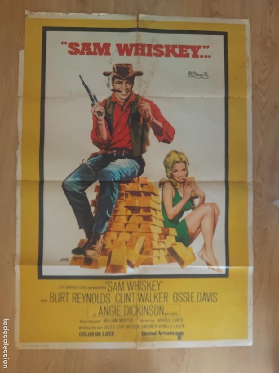 Cine: CARTEL DE CINE POSTER ORIGINAL SAM WHISKEY BURT REYNOLDS ANGIE DICKINSON JANO. 100X70 CM