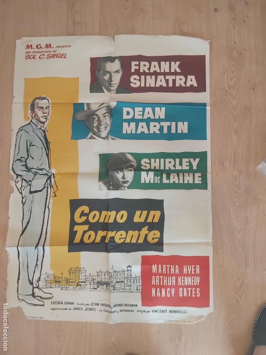 Cine: CARTEL DE CINE POSTER ORIGINAL COMO UN TORRENTE FRANK SINATRA DEAN MARTIN MACLAINE POSTER ORIGINAL