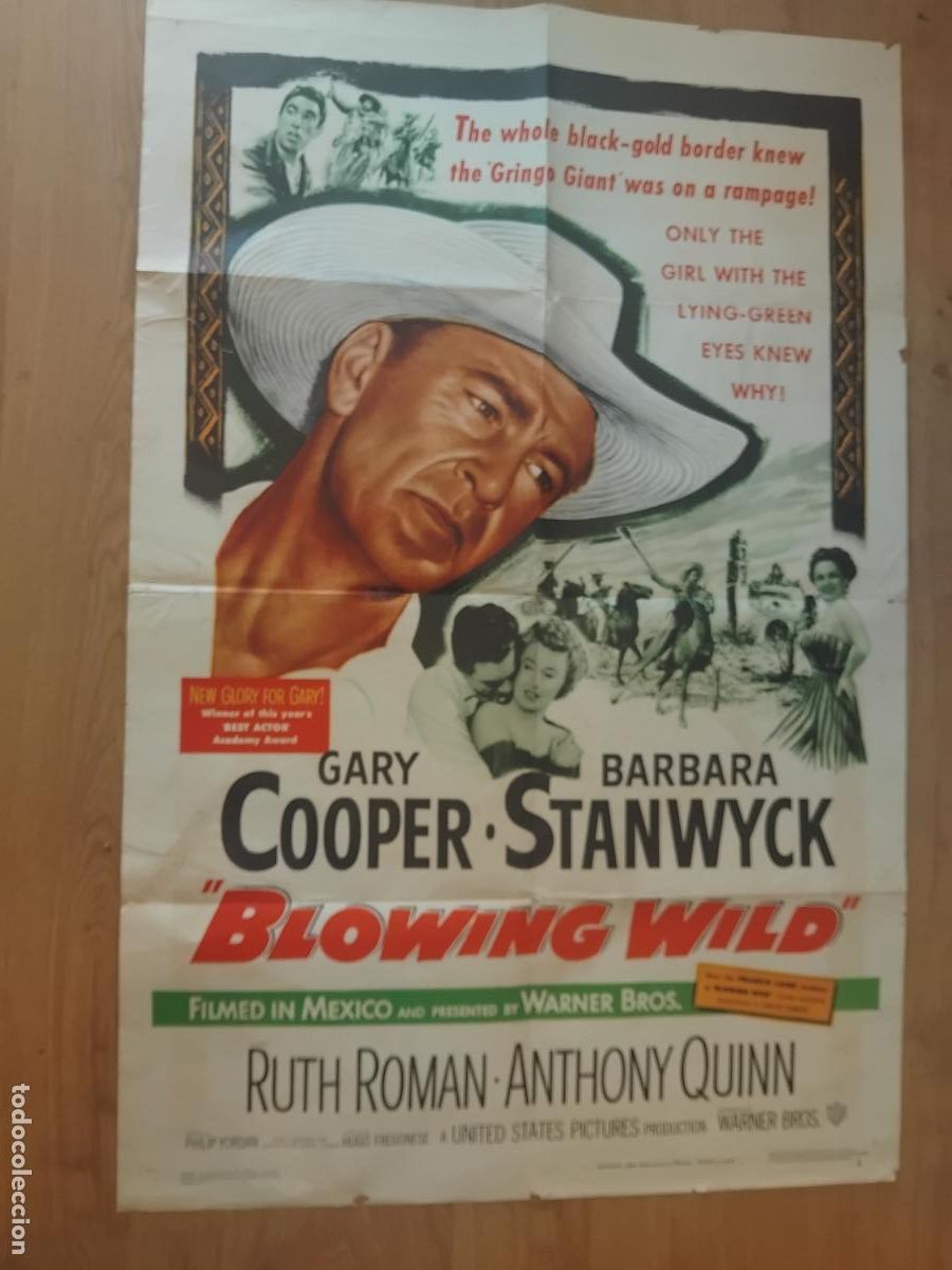 Cine: CARTEL DE CINE POSTER ORIGINAL EN INGLES BLOWING WILD (SOPLO SALVAJE) GARY COOPER BARBARA STANWICH