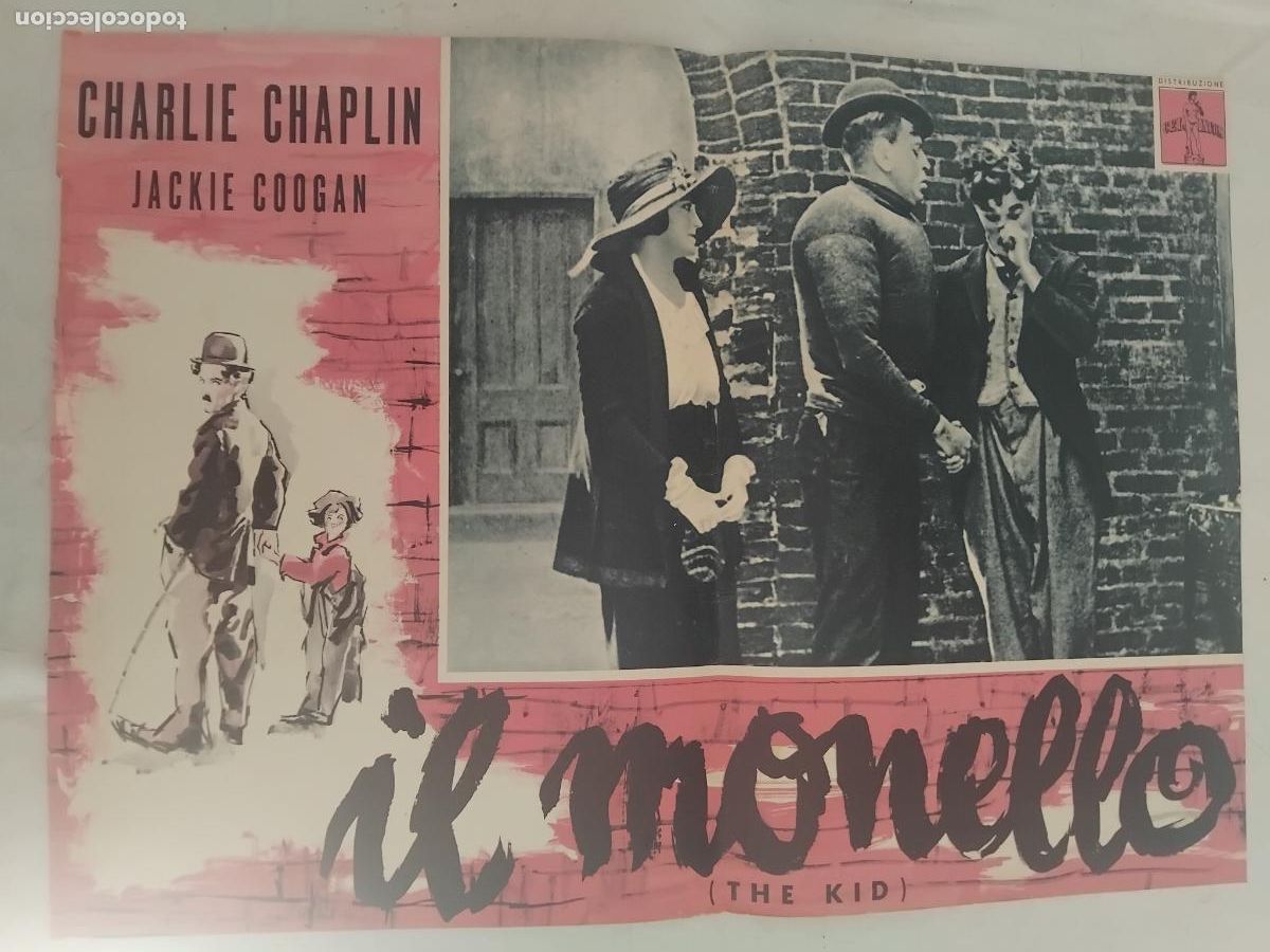 Cine: IL MONELLO (THE KID) CHARLIE CHAPLIN. JACKIE COOGAN. CARTEL DE CINE POSTER ORIGINAL EN ITALIANO.